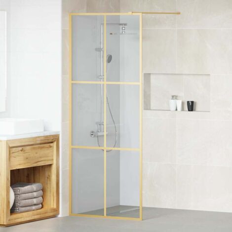vidaXL Mur de Douche à L'Italienne Doré 80 x 195 cm verre trempé (1/5)