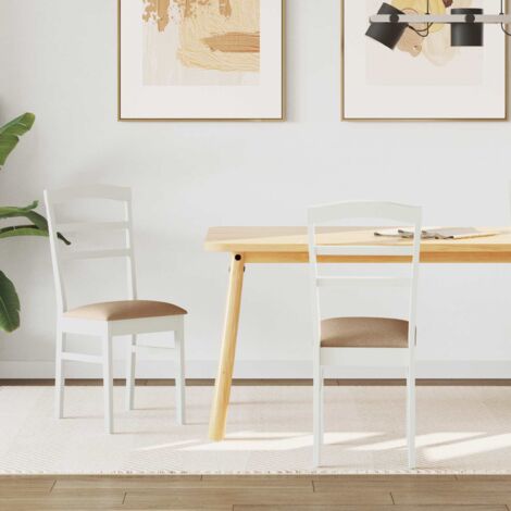 vidaXL Chaise de salle à manger 2 pcs Blanc et marron (1/5)