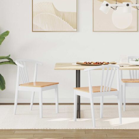 vidaXL Chaise de salle à manger 2 pcs blanc et naturel (1/5)