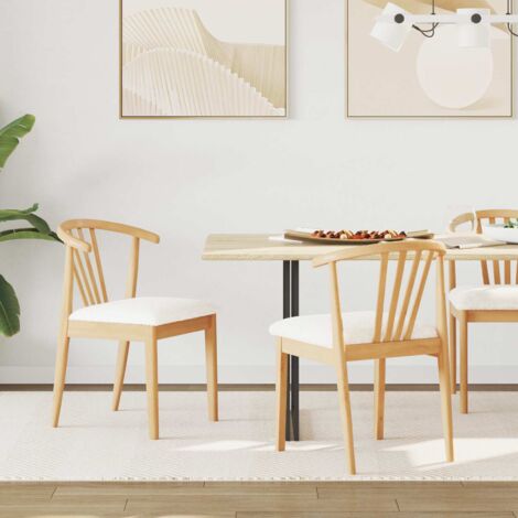 vidaXL Chaise de salle à manger 2 pcs Naturel et Blanc (1/5)