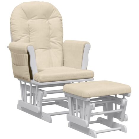 Chaise berçante avec repose-pied Blanc crème Tissu (1/5)