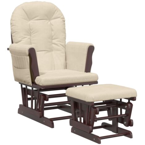 Chaise berçante avec repose-pied Blanc crème Tissu (1/5)