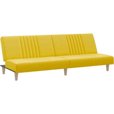 Canapé-lit jaune clair tissu (1/5)