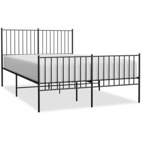 Cadre de lit métal sans matelas avec pied de lit noir 140x200cm (1/5)