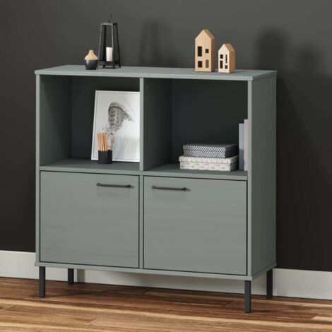Bibliothèque avec pieds en métal Gris 90x35x90,5 cm Bois OSLO (1/5)