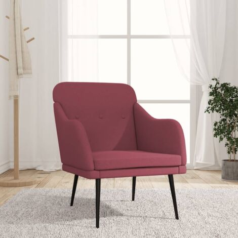 Fauteuil Rouge bordeaux 63x76x80 cm Tissu (1/5)