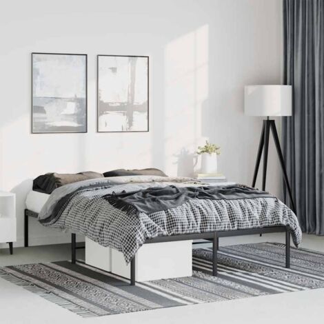 Cadre de lit métal sans matelas noir 135x190 cm (1/5)