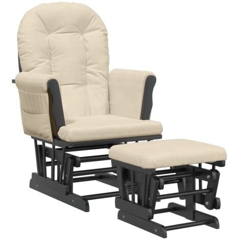 Chaise berçante avec repose-pied Blanc crème Tissu (1/5)