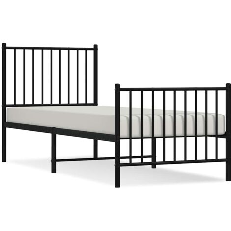 Cadre de lit métal sans matelas avec pied de lit noir 80x200 cm (1/5)