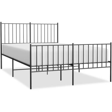 Cadre de lit métal sans matelas avec pied de lit noir 120x200cm (1/5)