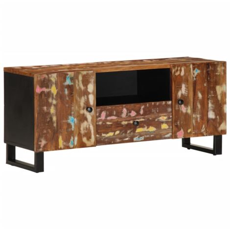 Meuble TV 105x33,5x46 cm bois de récupération et d'ingénierie (1/5)