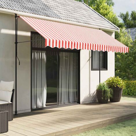 Tissu de remplacement pour auvent rayures rouges et blanches (1/4)