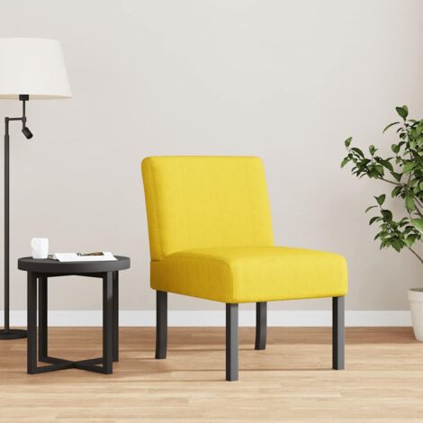 Fauteuil sans accoudoirs jaune clair tissu (1/4)