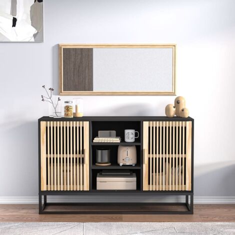 Buffet noir 105x30x65 cm bois d'ingénierie (1/4)