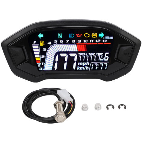Compteur de vitesse de moto DC 8-12V, odomètre, tachymètre, tableau de bord numérique universel pour motos 1 2 4 cylindres avec capteurs