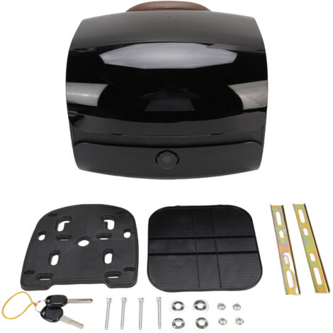 Coffre arrière de moto ABS, capacité de 32l, coffre arrière résistant à la pluie, fixation rétractable et mécanisme d'attache de sécurité avec serrure pour le cyclisme, noir brillant