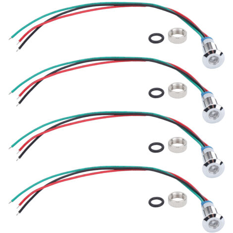4 ensembles de Signal lumineux LED, Anode commune, métal étanche, 2 couleurs, 8mm, 1224V (rouge vert) (1/5)