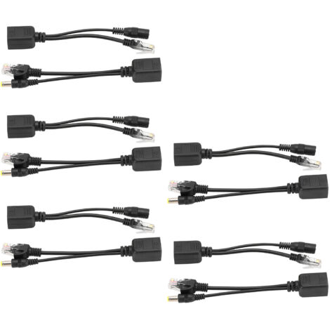 Adaptateur répartiteur POE Power Over Ethernet, 5 paires, injecteur DC12V pour caméra IP noir (1/5)