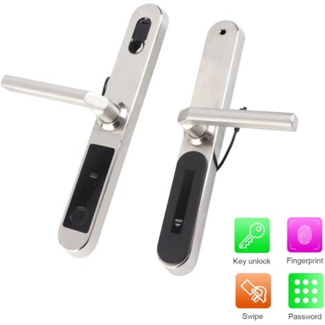 Serrure à empreinte digitale avec mot de passe, poignée de porte réglable en argent pour appartement, villa, école, bureau (1/5)