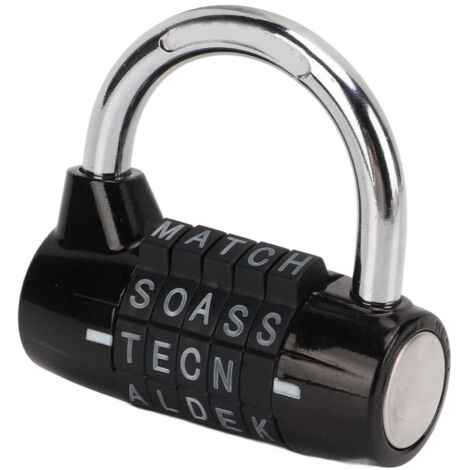 Serrure à combinaison à 5 lettres, cadenas antivol en alliage de Zinc noir solide pour valise de gymnastique (1/5)