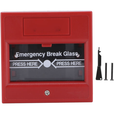 Bouton d'alarme de bris de verre, réinitialisation manuelle, ignifuge, rouge, pour système de sécurité des portes de secours (1/5)