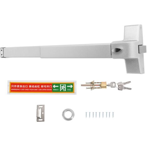 Serrure à tige de poussée de 65cm, ensemble de serrures d'évacuation en acier galvanisé pour porte de sortie de sécurité d'urgence incendie
