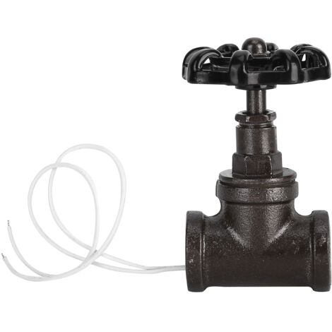 Valve de lampe Steampunk Vintage 1/2 pouces, Table en fer noir, arrêt de fil blanc (1/5)