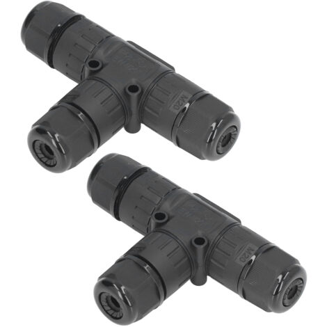 Connecteur de boîte de jonction de fil à 3 voies, Type T, étanche, pour connexion d'alimentation LED extérieure, 2 pièces (1/5)