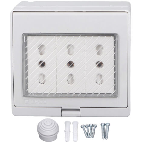 Prise murale étanche IP55, boîtier ignifuge, anti-poussière, sortie à 3 ports pour prise italienne extérieure 110-250V (1/5)