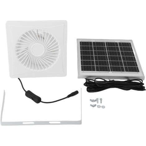 Ventilateur d'extraction solaire 6 pouces, panneau rond blanc 8W pour Ventilation, refroidissement, salle de bain et cuisine
