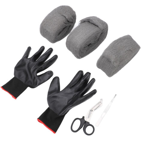 Kit de tissu de remplissage en laine d'acier, rouleau de protection complet professionnel avec gants pour trous, fissures murales, évents, canalisation (1/5)