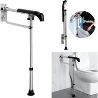 Nannigr Barre d'appui de toilette, main courante de sécurité en alliage d'aluminium, poignées rabattables rabattables, aide à la douche antidérapante, support mural pour toilettes de salle de bain,60c