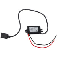 1pc DC-DC Buck Adaptateur 12V/24V vers USB 5V 3A Convertisseur Régulateur Cble Fils