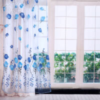 100200 cm Tulipes Impression Tulle Rideaux Sheer Drapé Balcon Fenêtre Décoration Bleu