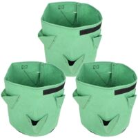 3pcs 6-holes Strawberry Planting Bag Felt Garden Plant Grow Bags 26L / 7Gallon Green