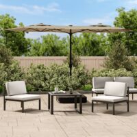 Parasol de jardin à double tête taupe 316x145 cm