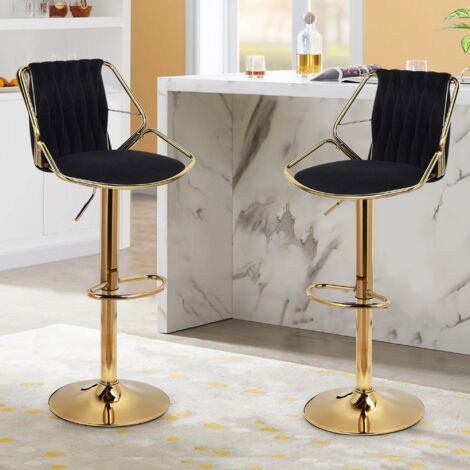 Tabouret De Bar Réglable En Hauteur - Assise Blanche Rembourrée, Base Chromée - Pour Cuisine, Bar Ou îlot - 5