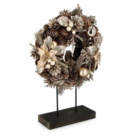 Corona Alara con Stand e Poinsettia Champagne H39cm (2 Pezzi) (1/2)