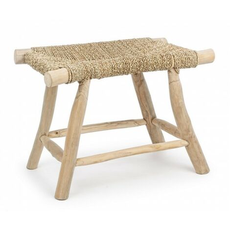 Sgabello Basso In Vero Teak Massello – Seduta Tonda Scultorea 34 Cm, Altezza 45 Cm, Design Etnico Artigianale OM SHOWROOM