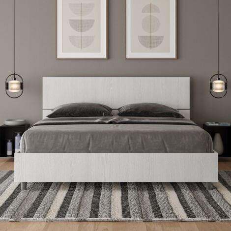 Letto Matrimoniale - DEMAS - Colore: Bianco Frassino - Tipologia Testata: Testata Inclinata - Dimensione Rete: 160x190 - Tipologia Letto: Senza Rete (1/4)