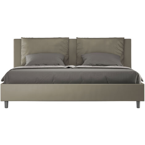 Letto Matrimoniale King size rivestito in Similpelle - ANTEA - Dimensione Rete: 200x200 - Tipologia Letto: Con Rete e Contenitore - Colore: Cappuccino (1/5)