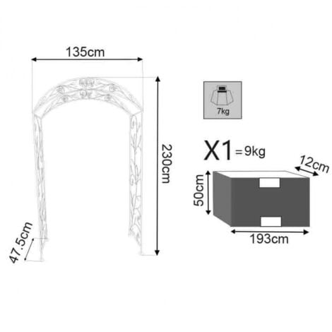 Arco da Giardino per rampicanti in Acciaio cm 135x47,5x230 - CURTIS