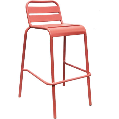 Sgabello da Giardino Impilabile in Acciaio cm 50x51x95 - STU - Colore: Rosso Corallo (1/4)