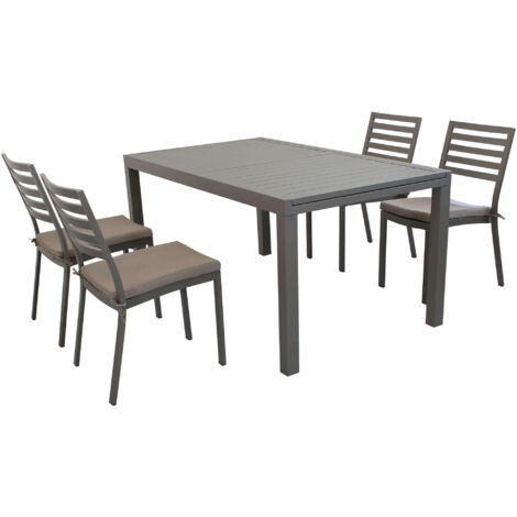 Tavolo da giardino allungabile in alluminio antracite 160/80x80 cm e
