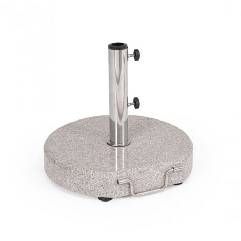 Base Per Ombrellone Beliani In Granito Nero | 45 Cm X 36 Cm | Peso 25 Kg | Adattatore Inox Per Aste 38-58 Mm - 3