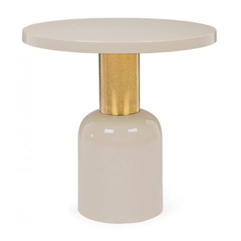 Tavolino Rotondo Acciaio Beige Moderno da Interno 50 cm - KALEB (1/5)