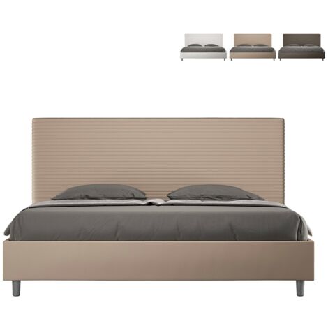 Letto Matrimoniale King Size Contenitore Imbottito 180x210 Similpelle Bianco Azelia - Foto 7