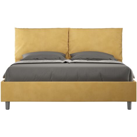 Letto imbottito Matrimoniale 160x190 cm Antea  Tipologia della rete: Contenitore - Materiale Ityhome: Microfibra - Colori Ityhome: Ocra (1/4)