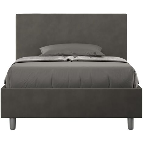 Letto Singolo rivestito in Microfibra - ADELE - Colore: Grigio - Tipologia Letto: Senza Rete - Dimensione Rete: 100x210 (1/4)