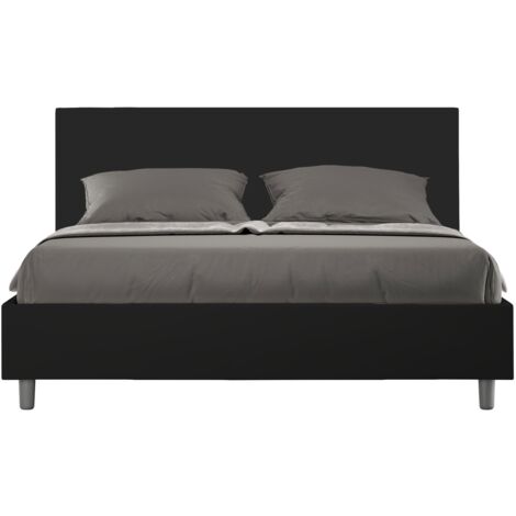 Letto Matrimoniale rivestito in Similpelle - ADELE - Tipologia Letto: Con Rete e Contenitore - Colore: Noce - Dimensione Rete: 160x190